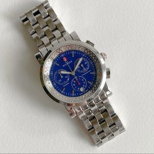 Michele Navy Sport Sail Watch with Diamonds